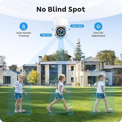 CAMCAMP 16 Channel Security Camera System Wireless Cameras for Home Security, Pan & Tilt 360° View, Auto Human Tracking, 4K NVR w/ 500GB, Two-Way Audio, 3 Night Vision, CCTV Surveillance Kit(16, CAM)