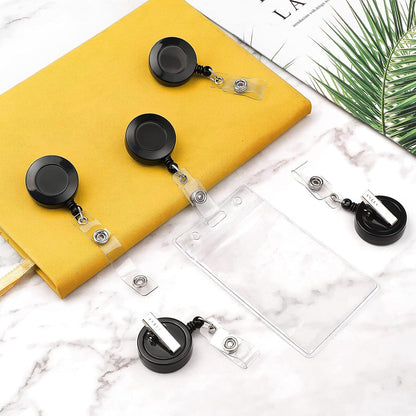 50 Pack Badge Reels Retractable with Swivel Alligator Clip Retractable Badge Holder Reels for Students, Teachers, Office Workers (Black)