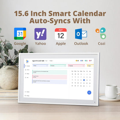 Dragon Touch 15.6" Digital Calendar Chore Chart – 1080P Full HD Interactive Touchscreen, Smart Family Planner, Hearth Display Digital Calendar Wall & Desk Mountable for Seamless Scheduling