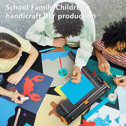 WORKLION Paper Cutter - A4 Paper Craft Cutter with Security Blade for Cut Gift Card, Coupon, Label, Cardstock, Photo, 12 inch Black Office Paper Trimmer