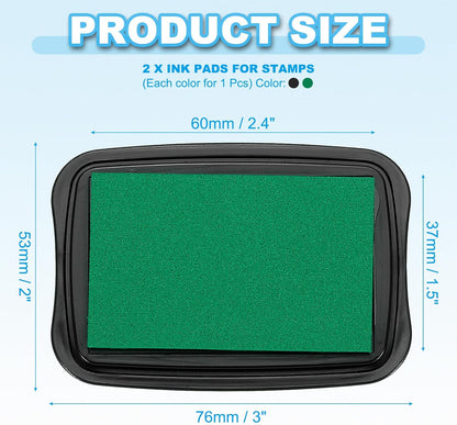 PATIKIL 3"x2" Large Stamp Pad, 2Pcs Washable Craft Ink Pad for Rubber Stamp Card Making Stamping Scrapbook Fingerprint Handprint, Dark Green/Black