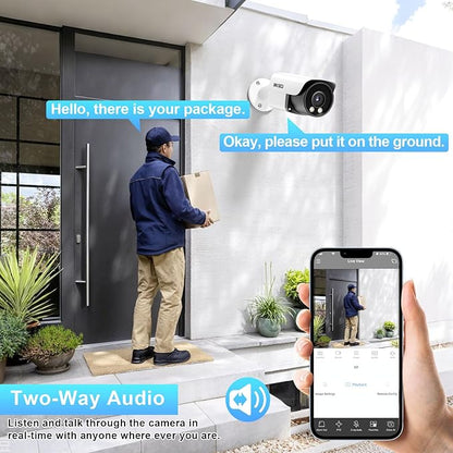 4MP Bullet IP PoE Camera Outddor, Smart Dual Light Security Camera, Color Night Vision, Built-in Two-Way Audio, 2.8mm Lens 110°, Waterproof IP67, Human/Viehcle Detection, INB4FD37Y