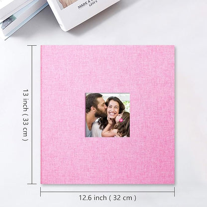 Vienrose Large Photo Album Self Adhesive for 4x6 8x10 10x12 Pictures Linen Scrapbook Album DIY 60 Blank Pages with A Metallic Pen