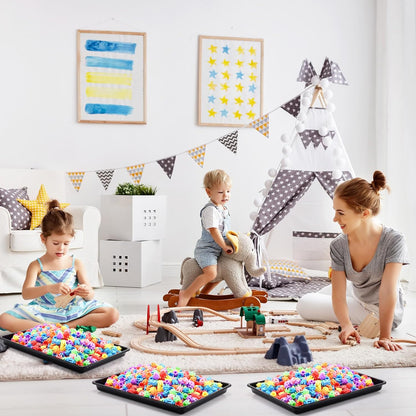 Maitys 15 Pcs Flat Plastic Trays 16.1 x 11.8'' Sensory Storage Tray Paper Stackable Classroom Bins for Office Home Organizer Arts and Crafts Supplies(Black)