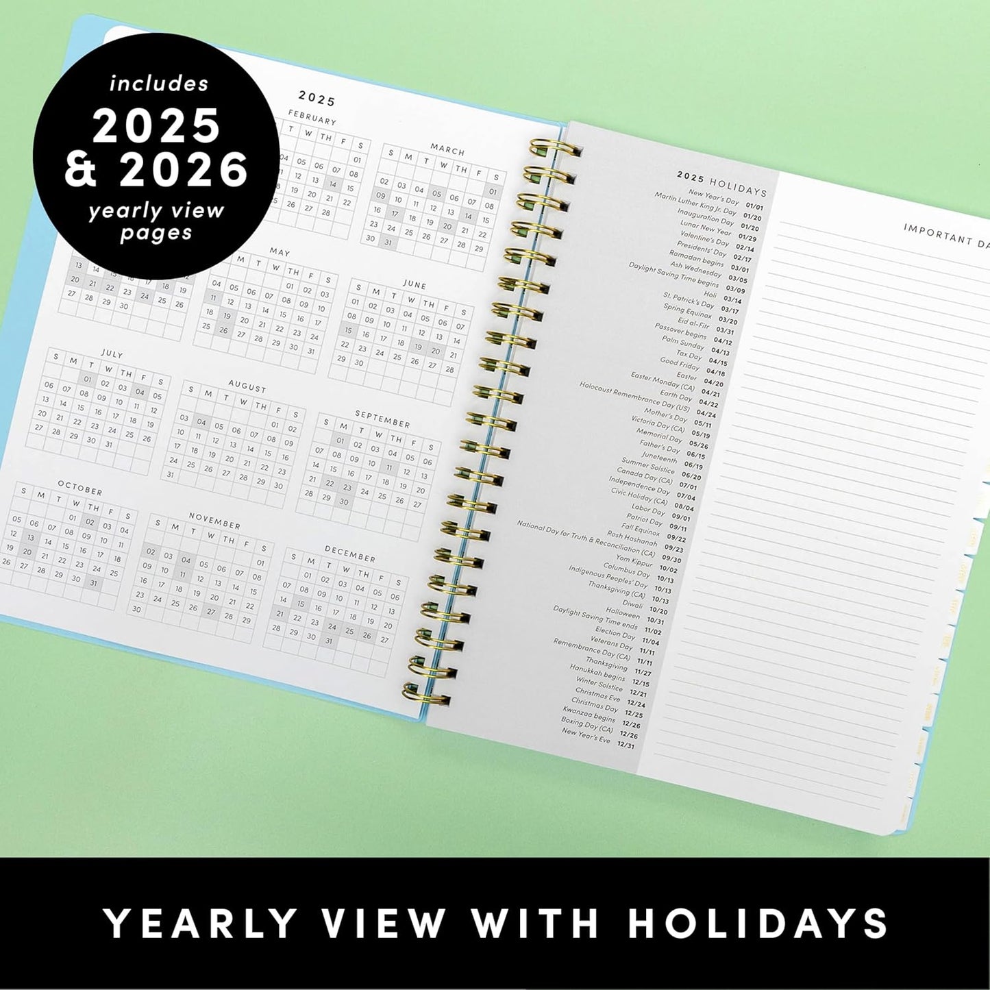 PAPERAGE 17 Month Academic Planner 2025-2026, Weekly & Monthly Spreads, August 2025 - December 2026, Large (8.5 in x 11 in), Dark Green