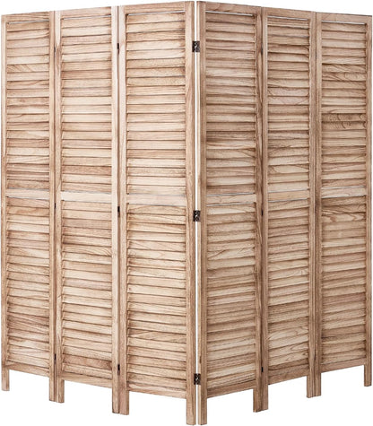 VEVOR Wood Room Divider, 6 Panel Wood Folding Privacy Screen, 66.9 Inches Tall Indoor Louvered Partition Divider, Portable Decoration Screen, for Room Separation, Home, Office, Restaurant & Bedroom