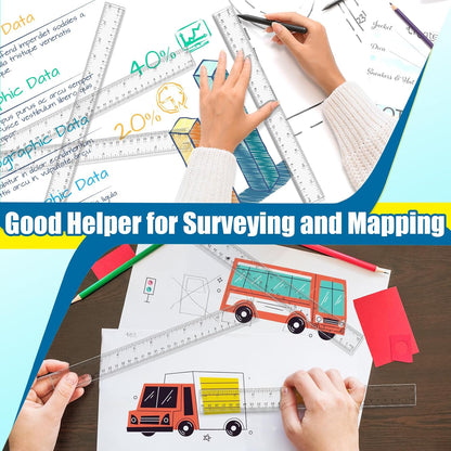 32 Pack Clear Ruler 12 Inch Bulk with Centimeters and Millimeters, Metric Rulers Measuring Drawing Tool for Kids, Ideal Back to School Office Home Supplies