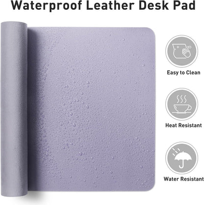 Aothia Non-Slip PU Leather Waterproof Desk Protector Mat, Mouse Pad, Desk Blotter, Writing Pad for Office, Home, Laptop, Lavender, 23.6" x 13.7"