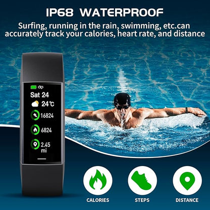 Fitness Tracker with 24/7 Heart Rate Blood Oxygen Sleep Monitor, Activity Tracker with 1.1" AMOLED Touch Color Screen, Multiple Sport Modes Step Counter, IP68 Waterproof for Women and Men