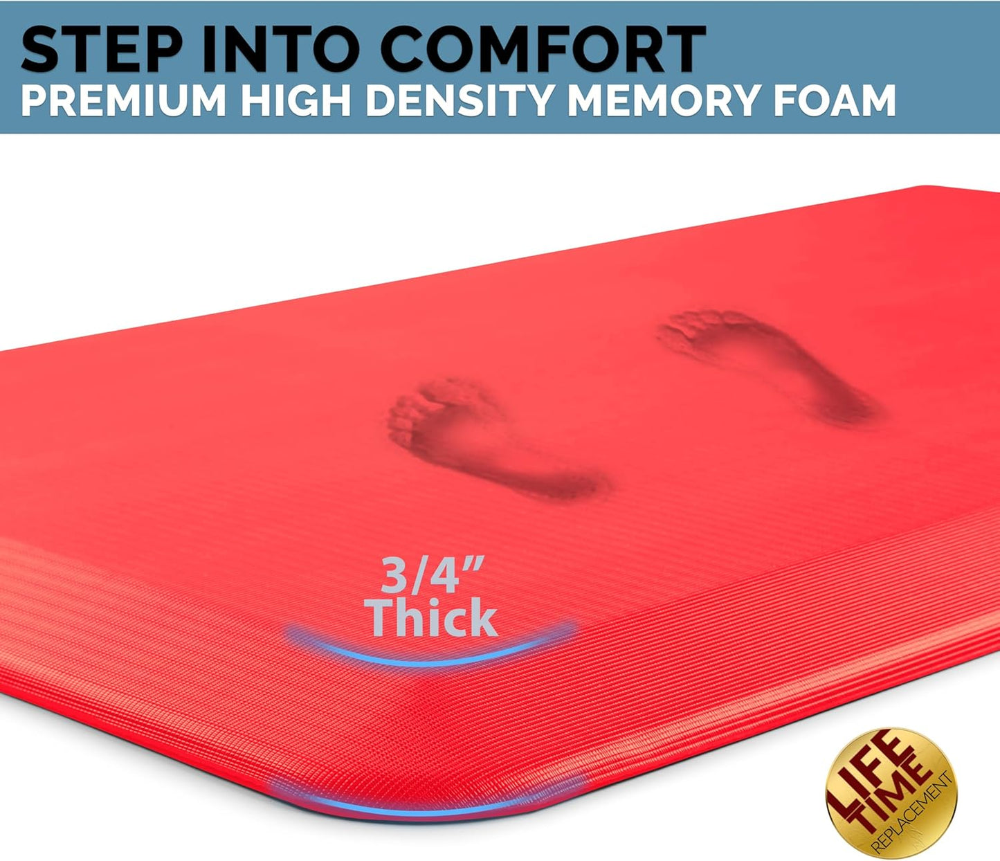 ComfiLife Anti Fatigue Floor Mat – 3/4 Inch Thick Kitchen Mats for Floor, Standing Desk Mat, Kitchen Rug – Comfort at Home, Office – Durable – Stain Resistant – Non-Slip (24" x 70", Scarlet Orange)