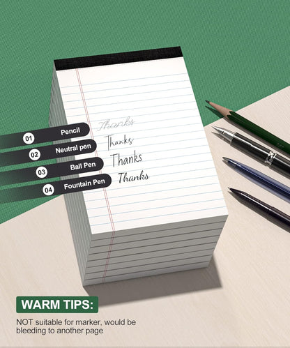 Legal Pads 4x6 Small Notepads, 14-Pck Note Pads for Work Mini Pocket Notepad White Paper Writing Pads Narrow Ruled Scratch Memo Pads for Office Home Taking Quick Notes, Perforated, 30 Sheets Per Pad
