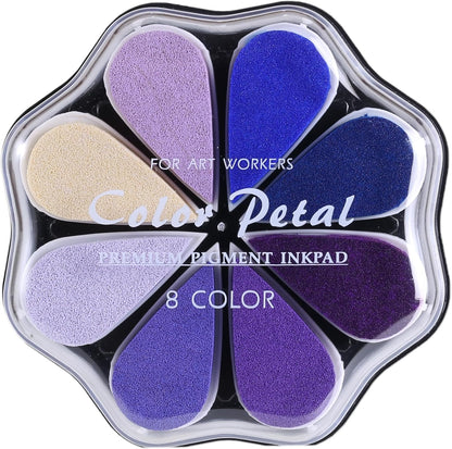 YPSelected 8 Assorted Multi Colours Waterdrop Shaped Craft Rubber Stamps Petal Ink Pads for Paper Wood Fabric (Set 1019)