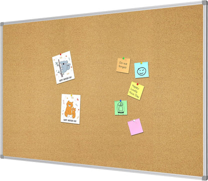 Lockways Large Cork Board Bulletin Board, Bulletin CorkBoard 72 x 36 Inch, Notice Message Pin Board,F Silver Aluminium Frame