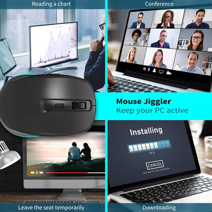 Backlit Wireless Keyboard and Mouse, Rechargeable Quiet Wireless Keyboard Mouse Combo, Jiggle Mouse, 2.4G Cordless USB Keyboard Slim Full Size for Apple iMac, MacBook, laptop and PC, Space Gray