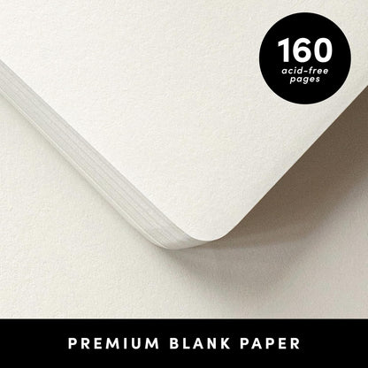 PAPERAGE Blank Journal Notebook, (Dark Green), 160 Pages, Medium 5.6 in x 8 in - 100 GSM Thick Paper – Hardcover Journaling Notebook for Work, School, Note Taking or Sketching
