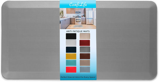 ComfiLife Anti Fatigue Floor Mat – 3/4 Inch Thick Kitchen Mats for Floor, Standing Desk Mat, Kitchen Rug – Comfort at Home, Office – Durable – Stain Resistant – Non-Slip Bottom (24" x 70", Gray)
