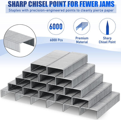 Marspark 10 Pcs Stapler for Desk Office Staplers Bulk with 6000 Staples 25 Sheet Capacity for School Office (White)