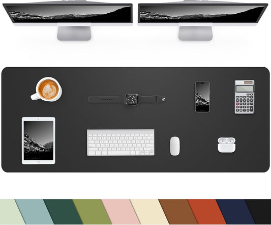 Extra Large Desk mat, Leather Desk Pad Protector,Office Desk Mat,Mouse Pad, Non-Slip Desk Blotter, Laptop Desk Pad, Waterproof Desk Writing Pad for Office&Home (Black, 55" x 17")