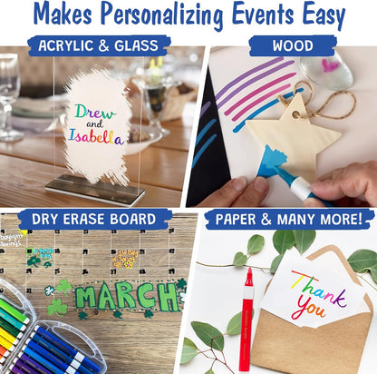 The Pencil Grip Magic Stix Washable Acrylic Markers for Kids and Teens, 12 Non-Toxic Colors, Allergen-Free, Vibrant Paint Pens for Crafting and DIY