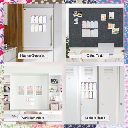 Magnetic Notepads – Notepads for Grocery List, Shopping List, To-Do List, Reminders -Strong Magnetic Back- Memo Notepad | 8 pack Medium | Floral Style
