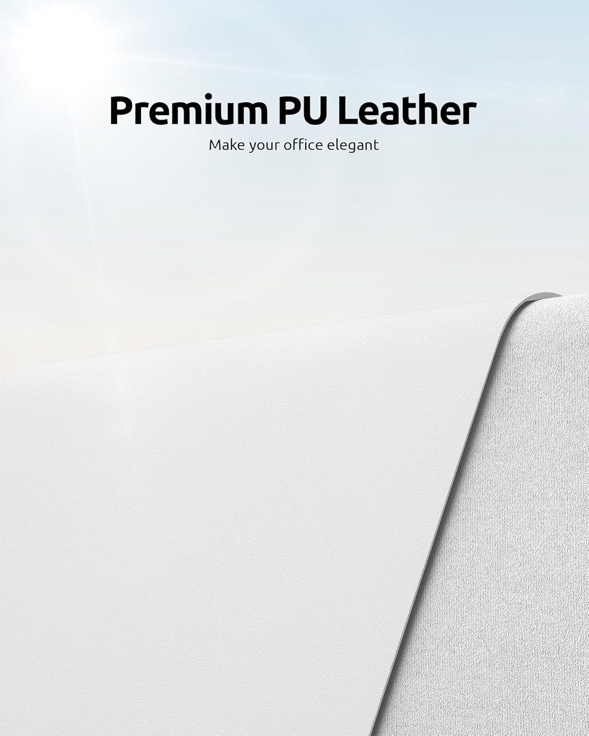 YSAGi Leather Desk Protector, Office Mat, Large Mouse Mat, Non-Slip PU Leather Blotter, Laptop Desk, Waterproof Writing Pad for Office and Home (White, 23.6" x 13.8")