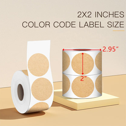 PARLAIM 2 inch Round Circle Dot Sticker on a Roll, 500pcs Kraft Paper Permanent Adhesive Label for Office School Business