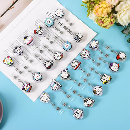 24Pcs Dentist Gifts Dental Gift Cute Badge Reel for Women Man, Retractable Dentist ID Badge Holders Dental Assistant Gift Dental Hygienist Gift Graduation Gift for Dentist.