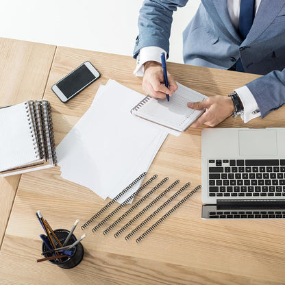 Leinuosen 120 Pack Plastic Spiral Binding Coils Kit Spirals Multi Size Coils for Binding Binder Combs Spines(1/4 Inch,Black)