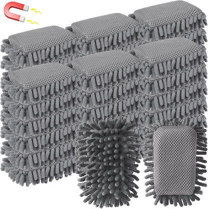 Sherr 36 Pcs Microfiber Shag Magnetic Erasers Bulk Washable Dry Erase Whiteboard Erasers for Whiteboard, Chalkboard, and Memo Boards Marker, Chalk Mark, Home School Classroom Office(Gray Color)