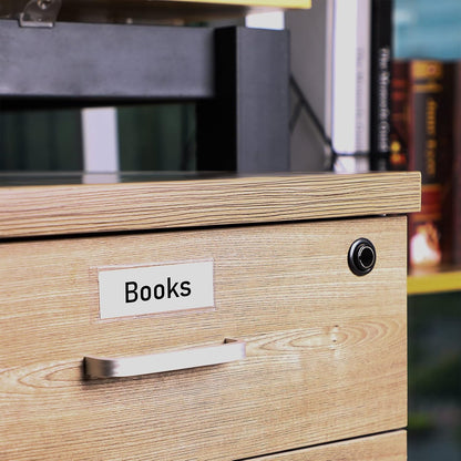 Chinco 50 Pack Clear Adhesive Pockets, Labels for Storage Bins, Plastic Self Adhesive Index Card Holder with Top Open for Organizing Bins Box Drawer(1.2 x 3.35 Inches)