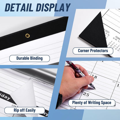 Desk Calendar 2026 Large 22x17,January 2026 to June 2027,Desk calendar 2026, Calendar 2026 with PVC Cover,Round Holes& NOTES List (Black),18 Months -3 PACK 2026 Desk Calender.