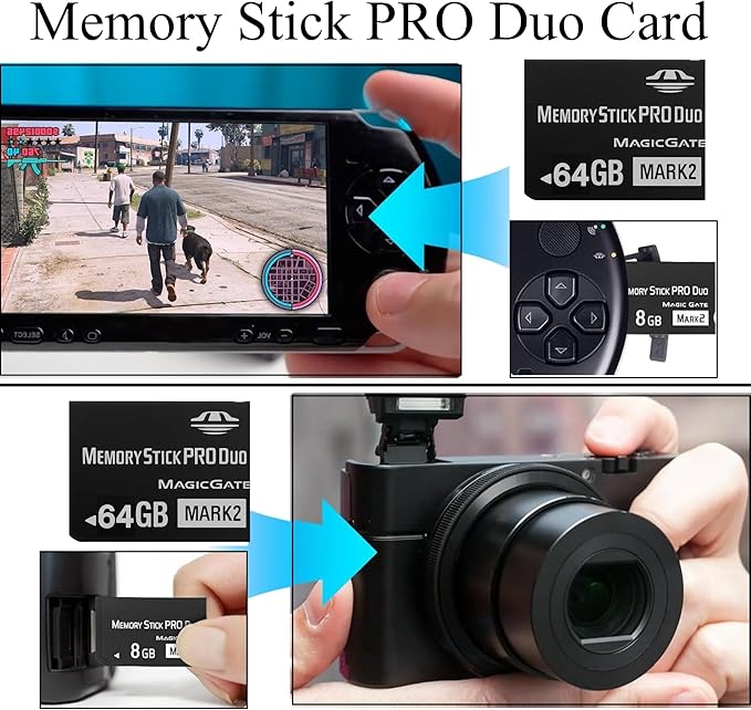 Original 64GB Memory Stick Pro Duo MARK2 - Compatible with PSP1000/2000/3000, DSLR Burst Shooting, MagicGate | High-Speed Read/Write Memory Stick Duo Card for PSP Memory Stick & Cameras