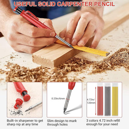 Gegong 24 Pieces 2.8 mm Diameter Solid Carpenter Pencil Set Pencil Refills for Carpenter Carpenter Marker Woodworking Mechanical Pencil (Red Refill)