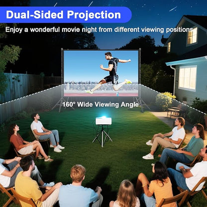 200 inch Projector Screen with Stand,HUANYINGBJB Outside Projection Screen, Portable 16:9 4K HD Rear Front Movie Screen with Carry Bag for Theater Backyard Movie Night,Cinema School, Churches