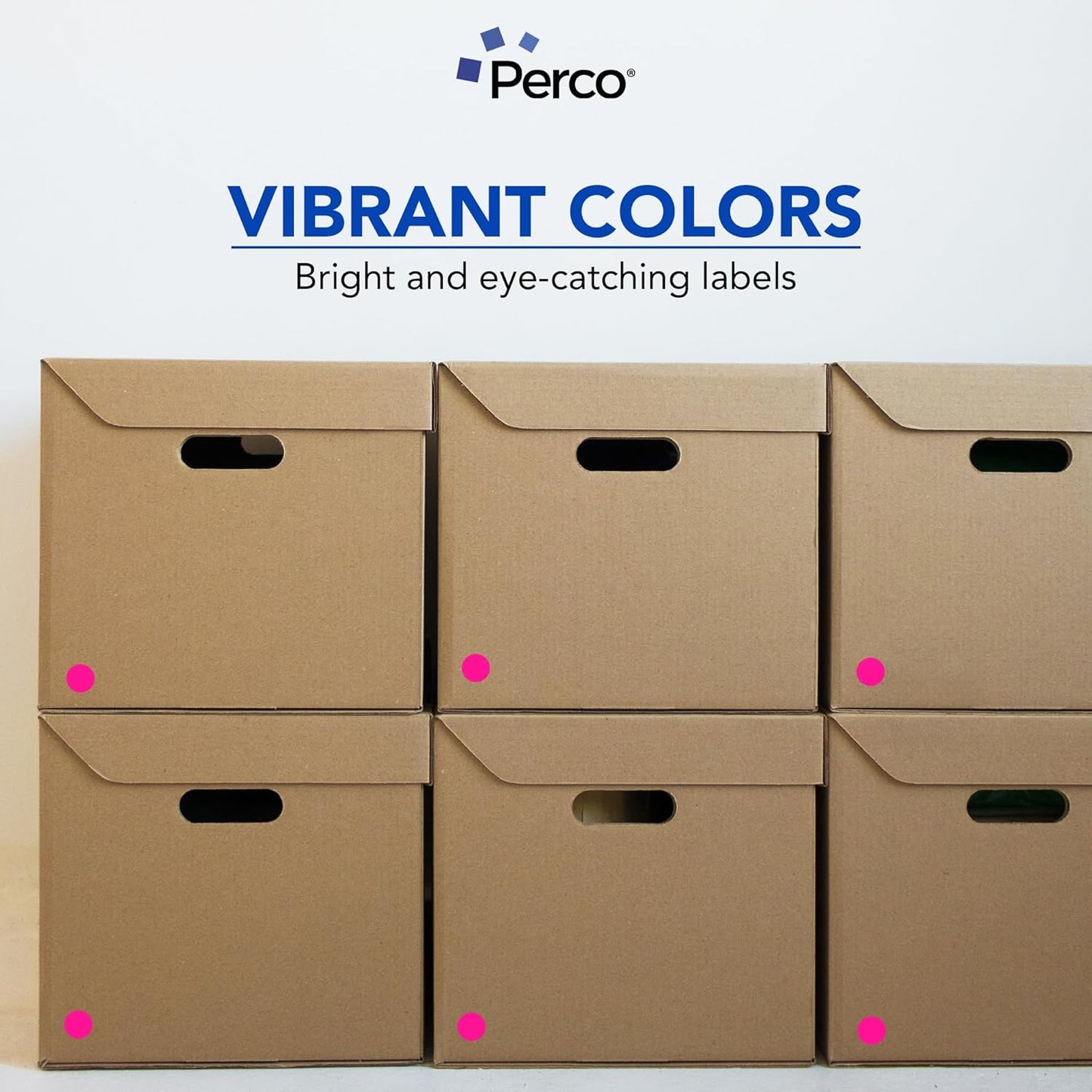 Perco Fluorescent Pink 1-Inch Round Circle Dot Sticker Labels with Easy Peel Perforation - 1,000 Labels per Roll - Strong Adhesion, Vibrant Colors for Organizing, Crafting & More - Made in USA