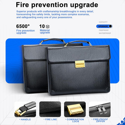 Upgraded Fully Fireproof Document Bag 6500°F,14.2x10x2.3 Fire Proof Bag for Documents with Lock,Small Fireproof Safe,Portable Home Office Travel Safe Storage for Laptop,Black