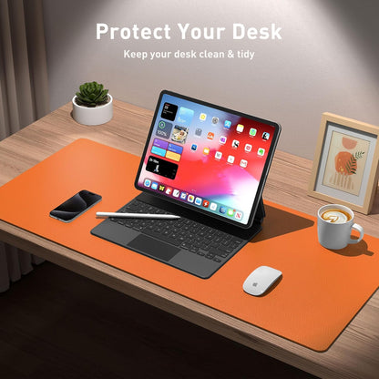 Aothia Leather Desk Pad Protector, Mouse Pad, Office Desk Mat, Non-Slip PU Leather Desk Blotter, Laptop Desk Pad, Waterproof Desk Writing Pad for Office and Home (31.5" x 15.7",Hermes Orange)