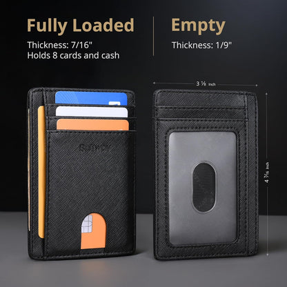 Buffway Slim Minimalist Front Pocket RFID Blocking Leather Wallets for Men and Women - Cross Black