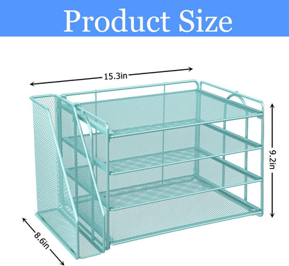gianotter 4-Tier Paper Organizer With Magazine Holder, Desk Organizers and Accessories, Blue Desk Accessories, File Organizer for Office Supplies Storag(Blue)