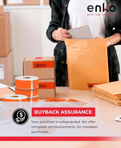 enKo [6 Rolls, 2100 Labels] Address, Shipping & Barcode Labels 30252 - Orange (1-1/8" x 3-1/2") Compatible for Dymo LabelWriter & Rollo Printer