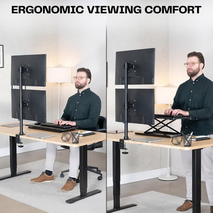 VIVO Dual Monitor Desk Mount Stand with Height Adjustment and VESA Plates for 2 LCD Ultrawide Screens up to 34 inches, Stacked Array, STAND-V002R