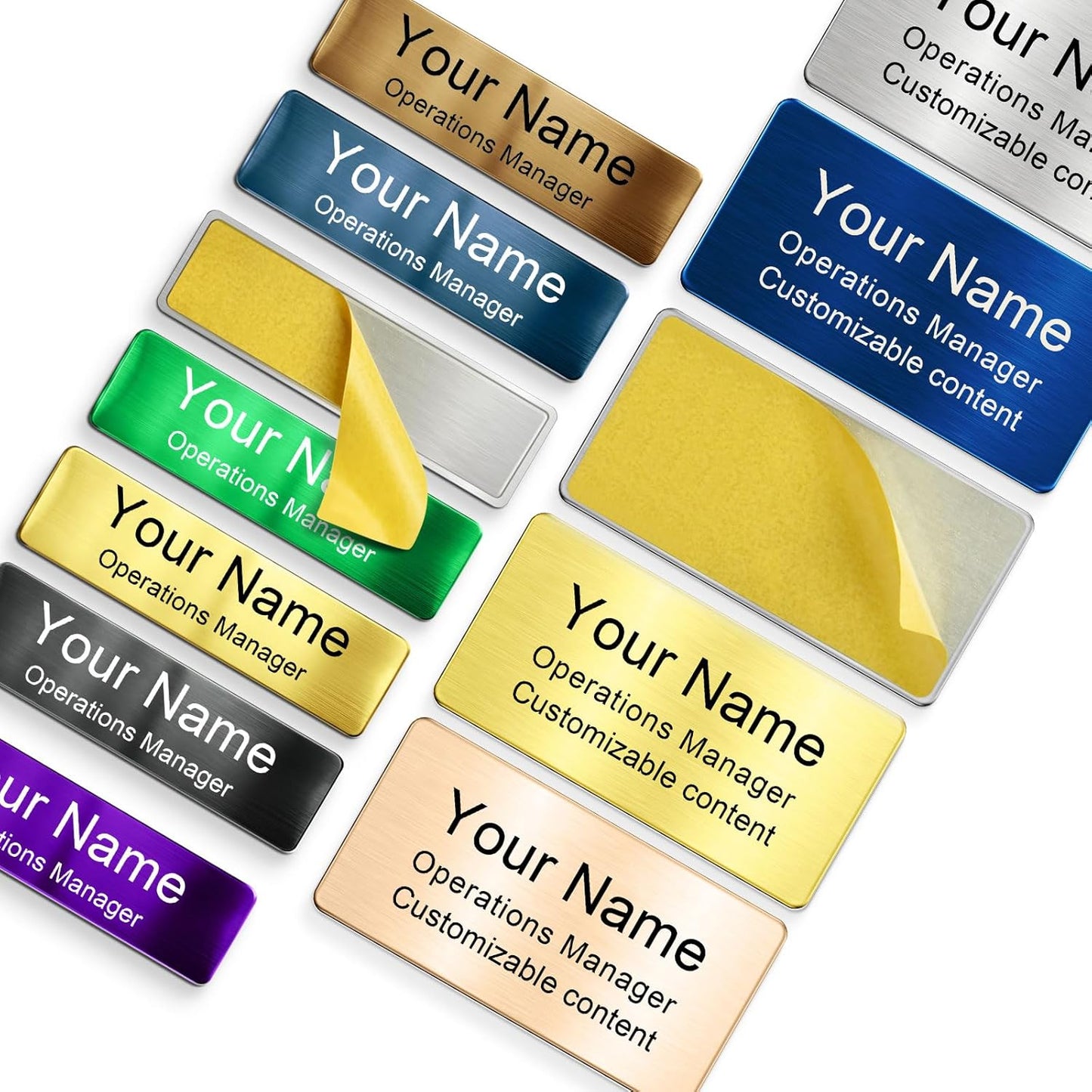 Stainless Steel Personalized Name Plate with Adhesive - Custom Plaque, Name Tag, Badge, Lable, Sign - Decorative Engraved Name Plates for Trophy, Award, Memorial