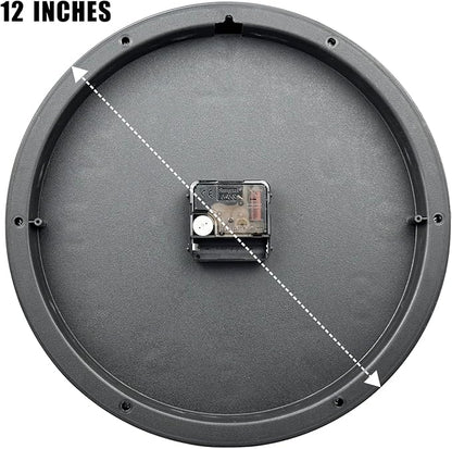 Plumeet 12'' Wall Clock, Battery Operated Wall Clocks Silent Non-Ticking Quartz, Modern Style Suitable for Bedroom Living Room Office Decor - 3D Numbers Display Easy to Read, Black