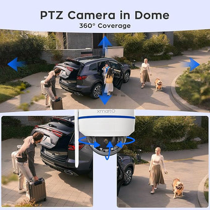 xmartO [AI Tracking Ceiling CAM] 2K HD Metal Dome PTZ Wireless Security Camera with Automatic-Follow, 2-Way Audio and Night Vision (Add on to NVR or Use Standalone, DPK3034)