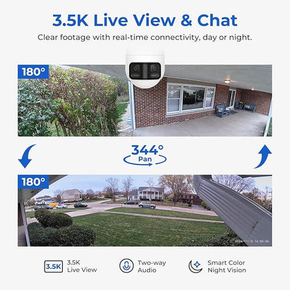 IMILAB EC6 Panorama 3.5K WiFi Plug-in Spotlight Camera: 180° Utra Widely View w/344° Rotatable Dual-Lens Security Camera Outdoor, 6MP Clarity Surveillance Cam, Motion Detection, Color Night Vision