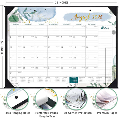 2025-2026 Desk Calendar - Desk Calendar 2025-2026, 22" x 17", July 2025 - December 2026, 18 Monthly Desk/Wall Calendar, Large Ruled Blocks, Notes, Thick Paper, Corner Protector