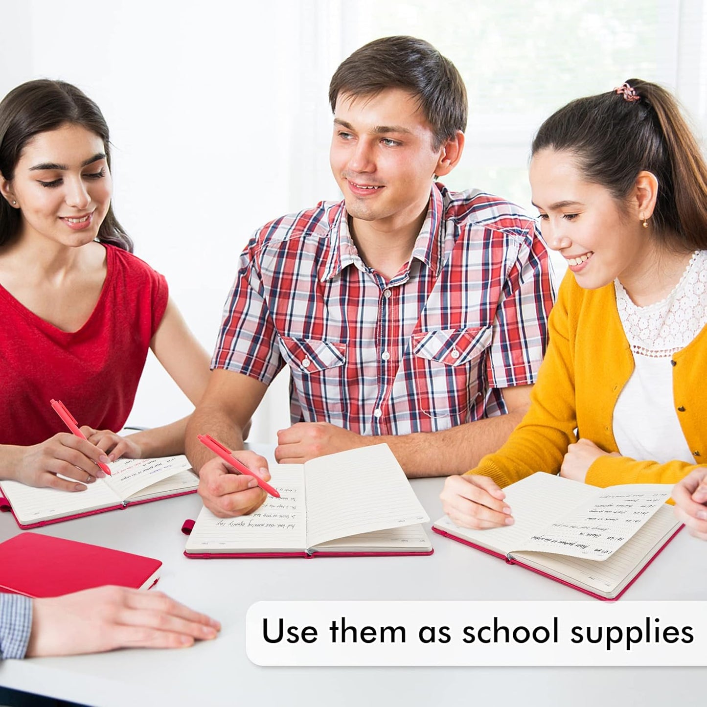 feela 12 Pack Notebooks Journals Bulk, Hardcover Notebook Classic Ruled Lined Journals with Pen Holder for Women Girls School Business Supplies, with 12 Black Pens, 120 GSM, 5.1”x8.3”, A5, Berry