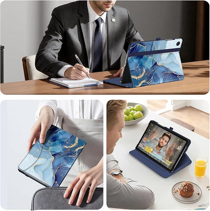 Fintie Case for Samsung Galaxy Tab A9 Plus/A9+ 5G 11 Inch 2023 Model (SM-X210/X216/X218), Multi-Angle Viewing Smart Stand Back Cover with Pocket Auto Wake/Sleep, Ocean Marble