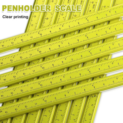 Honoson 200 Pcs Flat Construction Pencils with Printed Ruler Wood Graphite 2 Pcs Carpenter Pencil Sharpener for Woodworking Marking Tool(Yellow)