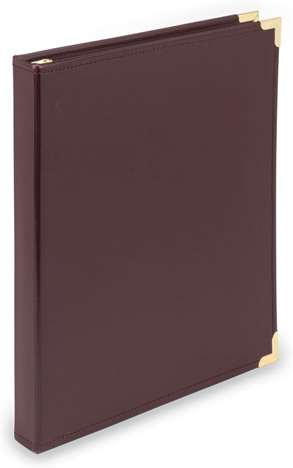 Samsill Classic Collection Leather 3 Ring Binder, Executive Presentation Portfolio, 0.5 Inch (Holds 100 Sheets), Brass Round Ring, Burgundy